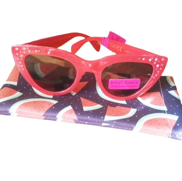 Betsy Johnson Cat Eye Red Sunglasses - Picture 2 of 5